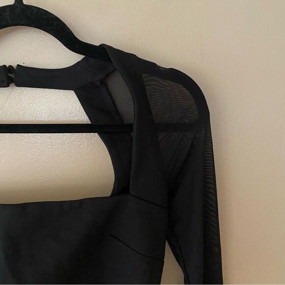 NWT Superdown Halley Bodycon Dress Black knit mini mesh Revolve S - Picture 8 of 10